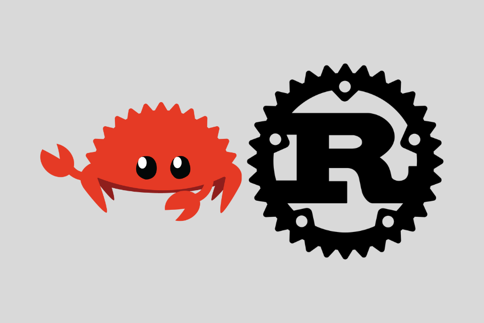 Ferris the crab beside the Rust programming language logo